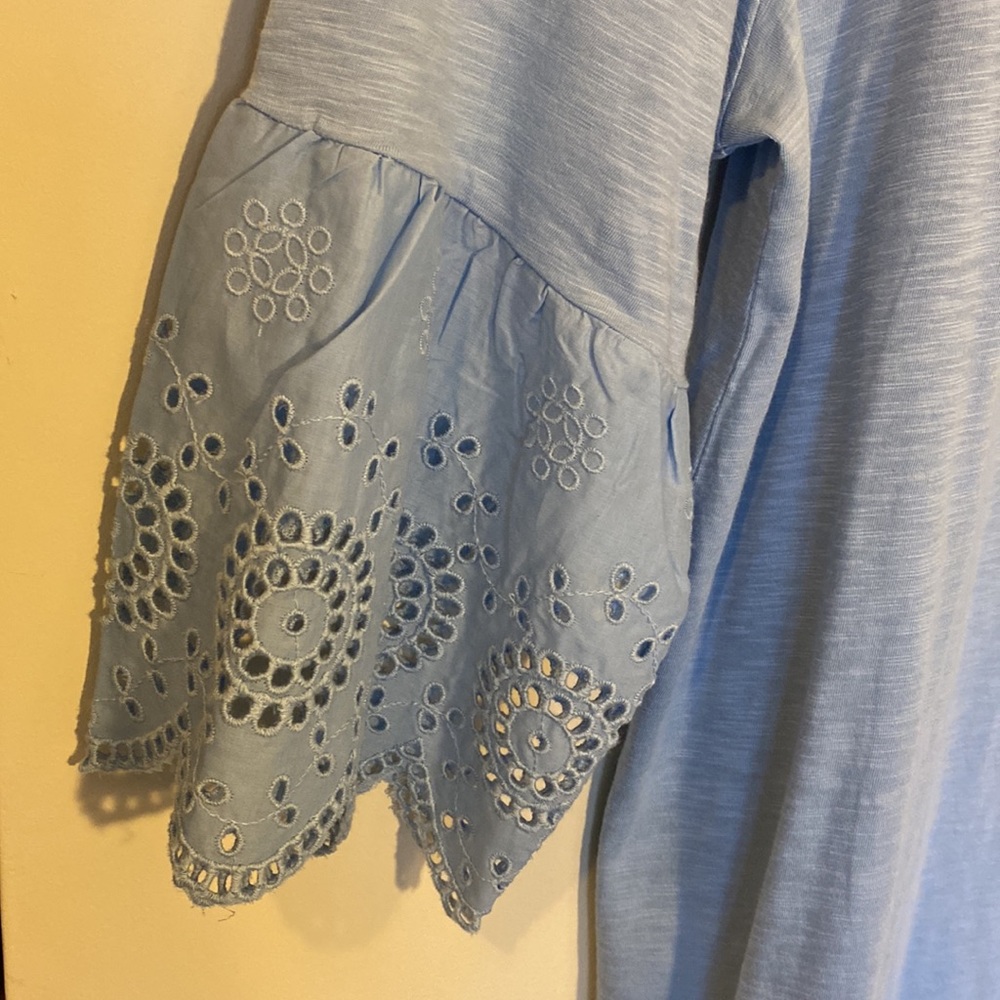 J Jill blue eyelet embellished cotton/modal top shirt Size XL NWT - Picture 3 of 7